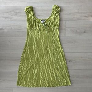 Vintage Green Milkmaid Polka Dot Scoop-Neck Dress